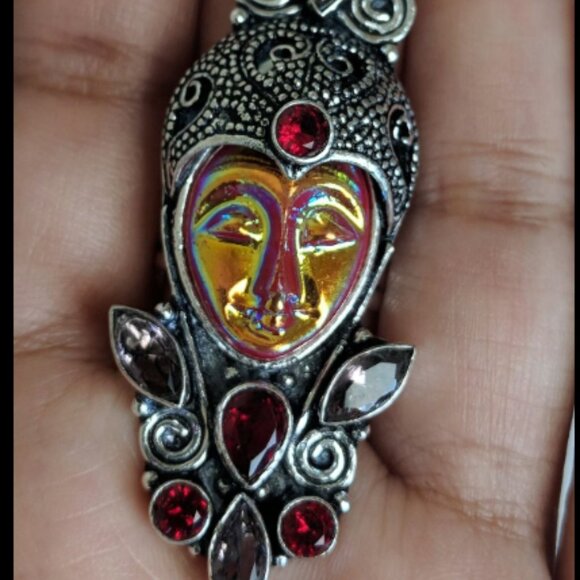 Boho Iridescent Silver Bali Goddess Ring Sz 8.5 - 9 - Picture 4 of 4